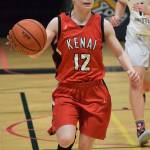 Kenais Hayley Maw dribbles the ball up the court Friday, March 22, 2019, against ACS at the Class 3A girls state tournament at the Alaska Airlines Center in Anchorage. (Photo by Joey Klecka/Peninsula Clarion)