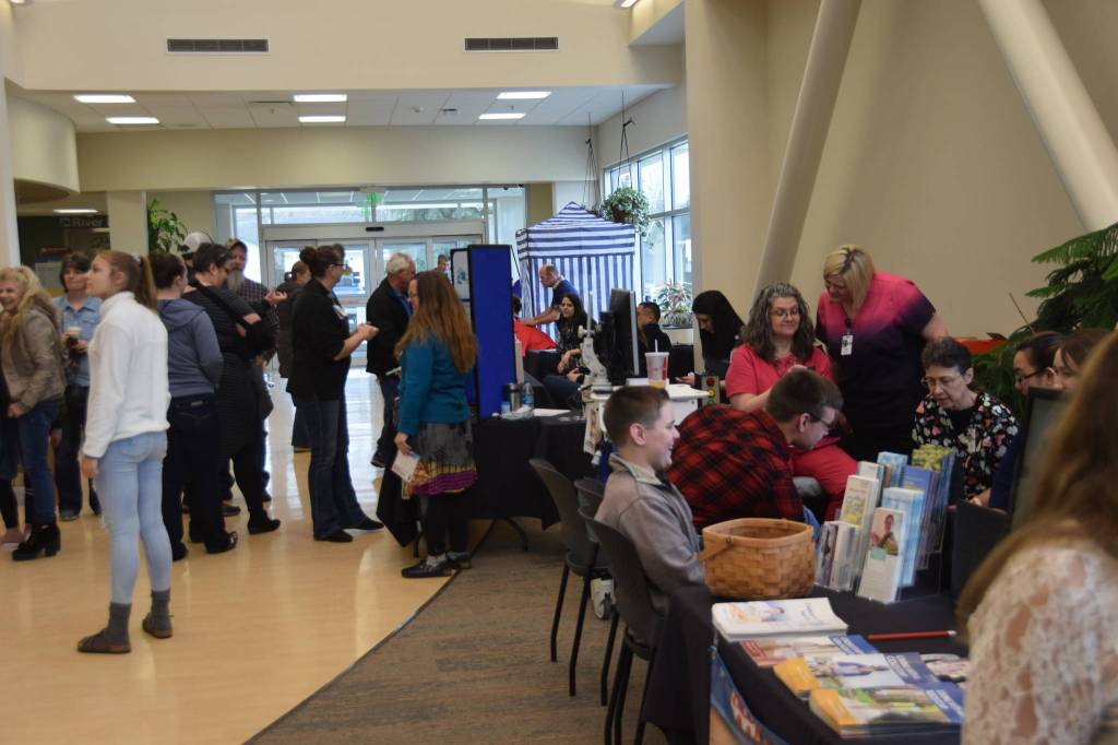 Peninsula residents attend the Community Health Fair at Central Peninsula Hospital in Soldotna, Alaska, on March 23, 2019. (Photo by Brian Mazurek/Peninsula Clarion)