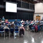 Ed Jones, of the Alaska Department Fish and Game, speaks at a King Salmon Symposium at Centennial Hall on Wednesday, March 27, 2019. The event was sponsored by the Territorial Sportsmen, Inc. (Michael Penn | Juneau Empire)