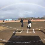 The Colony softball team warms up for a game against Kenai Central on Friday, April 12, 2019, at Steve Shearer Memorial Ball Park in Kenai, Alaska. (Photo by Jeff Helminiak/Peninsula Clarion)