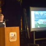 Homer High School student and fourth-place winner Viannne Sarber presents her project during the Caring for the Kenai contest at Kenai Central High School in Alaska on Thursday, April 18, 2019. (Photo by Brian Mazurek/Peninsula Clarion)