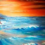 One of John Fenskes paintings at the First Friday, April 5, 2019, opening for his retrospective showing at Kachemak Bay Campus in Homer, Alaska. (Photo by Michael Armstrong/Homer News)