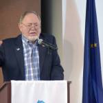 Rep. Don Young, R-Alaska, gives a presentation to the Kenai and Soldotna Chambers of Commerce during a luncheon at the Kenai Visitors Center in Kenai, Alaska on Tuesday, April 23, 2019. (Photo by Brian Mazurek/Peninsula Clarion)