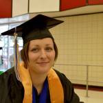 Kenai Peninsula Colleges Kenai River Campus graduate and valedictorian Arian Jasmin gets ready to walk the stage and receive her associates of arts degree on Thursday, May 9, 2019, at Kenai Central High School in Kenai, Alaska. (Photo by Victoria Petersen/Peninsula Clarion)