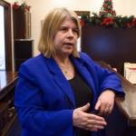 Tammie Wilson, R-North Pole, speaks about the Houses work on the crime bill at the canyon Monday, May 20, 2019. (Michael Penn | Juneau Empire)