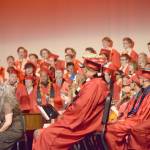 The class of 2019 listens to the choir perform during the Kenai Central High School 2019 graduation in Kenai, Alaska on May 21, 2019. (Photo by Brian Mazurek/Peninsula Clarion)
