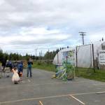 Residents and children play games during the Kenai Peninsula Food Bank Spring Festival and Fundraisers free community picnic, an event meant to thank the community, Friday, May 31, 2019, near Soldotna, Alaska. (Photo by Victoria Petersen/Peninsula Clarion)