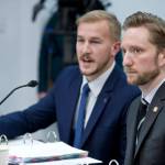 Rep. Jason Grenn, NA-Anchorage, right, and his staff Ryan Johnston, introduce HB 44 in the House Judiciary Committee at the Capitol on Friday, Jan. 24, 2017. (Michael Penn | Juneau Empire File)