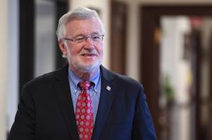 Sen. Gary Stevens, R-Kodiak, arrives for the senates floor session on Wednesday, June 5, 2019. (Michael Penn | Juneau Empire)