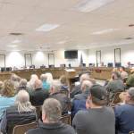 Residents filled the Kenai Peninsula Borough Betty J. Glick Assembly Chambers for a public hearing regarding a controversial gravel pit in Anchor Point at the Planning and Zoning Commission meeting, Monday, June 10, 2019, in Soldotna, Alaska. (Photo by Victoria Petersen/Peninsula Clarion)