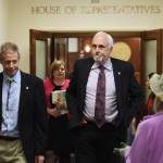 Representatives walk out of the House after adjournment on Thursday, June 13, 2019. (Michael Penn | Juneau Empire)