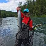Shelby Harris shows off a sockeye caught on the Upper Kenai River on Saturday. (Photo submitted by Shelby Harris)