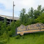 This June 14, 2019, photo shows a Wasilla sign on the outskirts of Wasilla, Alaska. Alaska Gov. Mike Dunleavy has called lawmakers into special session in Wasilla beginning July 8, but some lawmakers have expressed concerns over security and logistics with the location more than 500 miles from the state capital of Juneau, Alaska. (AP Photo/Mark Thiessen)