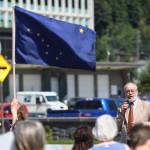 Joe Geldhof speaks against Pebble Mine. (Michael Penn | Juneau Empire)