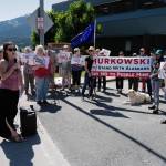 Lindsey Bloom of Salmon State gives a speech at the No Pebble Mine rally. (Michael Penn | Juneau Empire)