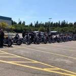 Bikers line up at Nikiski Middle/Senior High School in Nikiski, Alaska, during the First Annual Ride for Suicide Awareness and Prevention on Sunday, June 23, 2019. (Photo courtesy Kyle Lee)
