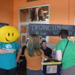 Lemonhead, played by Terri Burdick, supports the kids of the Midnight Sun FFA Chapter at their lemonade stand inside Fred Meyer during Lemonade Day in Soldotna, Alaska on June 29, 2019. (Photo by Brian Mazurek/Peninsula Clarion)