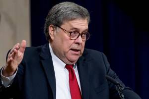 Attorney General William Barr speaks at the U.S. Attorneys National Conference at the Department of Justice in Washington, Wednesday, June 26, 2019. (AP Photo/Andrew Harnik)