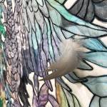 Dancing Crane, a quilted pattern by Chelline Larsen, hangs Tuesday at the Kenai Fine Art Center in Kenai. (Photo by Joey Klecka/Peninsula Clarion)