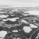 Flying over western Alaska, home to numerous Yupik communities, April 15, 2019. (Photo by Victoria Petersen/Peninsula Clarion)