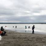 People from all over Alaska come to fish on opening day of the Kenai River personal use dipnetting fishery, Wednesday, July 10, 2019, in Kenai, Alaska. (Photo by Victoria Petersen/Peninsula Clarion)
