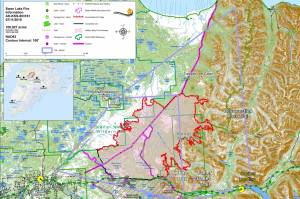 A map of the Swan Lake Fire as of Thursday. (Courtesy Northwest 13 Incident Management Team)