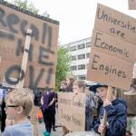 Over hundrend people attend a rally starting at the Capitol to protest budget vetoes by Gov. Mike Dunleavy on Friday, July 12, 2019. (Michael Penn | Juneau Empire)