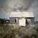 Antoinette Walker s Red Curtains is one of the encaustic paintings in her July 2019 show at Bunnell Street Arts Center in Homer, Alaska. (Photo by Michael Armstrong/Homer News)