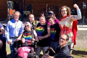 Participants in last years Disability Pride Celebration smile for the camera at Soldotna Creek Park in Soldotna, Alaska, Saturday, July 21, 2018. (Courtesy Nikki Marcano)