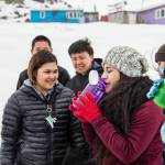 East Anchorage High School senior Nuulau Alaelua samples the stream water from her water bottle.