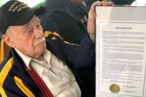 Photo by Victoria Petersen/Peninsula Clarion                                 Al Hershberger was honored at the Soldotna Progress Days Pioneer Barbecue and Meet and Greet, with a proclamation from the city of Soldotna, announcing the weekend be Al Hershberger Appreciation Weekend, Friday, in Soldotna.