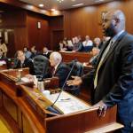 Michael Penn | Juneau Empire                                State Sen. David Wilson offers an amendment to the operating budget Monday at the Capitol. Wilsons amendment would pay $1,400 as part two of an Alaska Permanent Fund dividend. It was voted down.