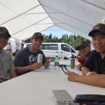 From left, Pfc. Eric Stricker, Sgt. Sam Ober, Sgt. Eduardo Alavarado and Spc. Jin Jung smile for the camera during the Wounded Warriors Fishing Trip in Centennial Park in Soldotna, Alaska on Aug. 9, 2019. (Photo by Brian Mazurek)