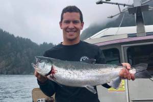 Kenny Regan, of Seward, shows off some silvers caught during the Seward Silver Salmon Derby going on through Sunday. The 2019 Derby is dedicated to Monty and Florita Richardson, longtime Alaskans who helped shape Sewards charter fishing industry and participated in in the Salmon Derby for six decades. Monty ran his charter business well into his 80s and passed away this spring at 101 years old.                                Photo courtesy of Kenny Regan