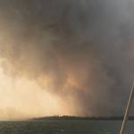 The Swan Lake Fire can be seen here from Skilak Lake on Aug. 19, 2019. (Photo courtesy Marissa Nunooruk)
