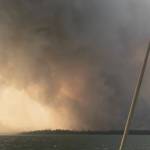 The Swan Lake Fire can be seen here from Skilak Lake on Aug. 19, 2019. (Photo courtesy Marissa Nunooruk)