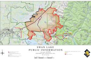 This map shows the Swan Lake Fire on the Kenai Peninsula in Alaska as of Aug. 22, 2019. (Photo courtesy Great Basin Incident Management Team 1)