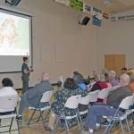 Residents attend a community meeting to discuss the Swan Lake Fire in Sterling, on Thursday. (Photo by Brian Mazurek/Peninsula Clarion)