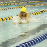 Homers Madison Story swims to first place in the girls 100 yard breaststroke during the Homer Invitational on Saturday, Sept. 7, 2019 at the Kate Kuhns Aquatic Center in Homer, Alaska. (Photo by Megan Pacer/Homer News)