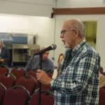 Nikiski resident Bill Warren speaks to members of the Federal Energy Regulatory Commission regarding the Draft Environmental Impact Statement for the Alaska LNG Project at the Nikiski Community Recreation Center on Sept. 11, 2019. (Photo by Brian Mazurek/Peninsula Clarion)