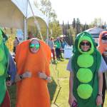From left, Isabel McClure, Ava Fabian, Brooke Summers and Emma Bolling smile for the camera while volunteering at the Harvest Moon Local Food Festival at Soldotna Creek Park on Sept. 14, 2019. (Photo by Brian Mazurek/Peninsula Clarion)