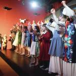 The youth cast of Frozen Jr. rehearse a scene Wednesday, Oct. 9, 2019, at the Triumvirate North theater in Kenai, Alaska. (Photo by Joey Klecka/Peninsula Clarion)