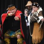 Alfie Price, left, and Tristen Washington, 9, perform with the Xaadaas Dagwii Dance Group for Indigenous Peoples Day at the Elizabeth Peratrovich Hall on Monday, Oct. 14, 2019. (Michael Penn | Juneau Empire)