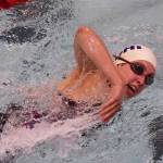 Soldotnas Alex Juliussen races in the girls 200-yard freestyle final Saturday, Nov. 2, 2019, at the Northern Lights Conference swimming and diving championships at Kenai Central High School. (Photo by Joey Klecka/Peninsula Clarion)