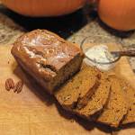 A little bit of pumpkin butter is the perfect complement to Teri Robls pumpkin bread, as in here in her kitchen on Oct. 29, 2019, in Homer, Alaska. (Photo by Teri Robl)