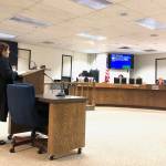 Debbie Speakman of Homer, a contracted consultant for the Kenai Peninsula Tourism Marketing Council, provides public testimony in support of an ordinance providing a $150,000 grant to the council during Tuesdays Kenai Peninsula Borough Assembly meeting on Tuesday, in Soldotna. (Photo By Victoria Petersen/Peninsula Clarion)