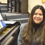 Rowan Vasquez, a senior at Soldotna High School, will be representing the Kenai Peninsula when she attends the National Association for Music Education 2019 All-National Honor Ensemble in Florida this week, on Tuesday, Nov. 5, 2019, in Soldotna, Alaska. (Photo by Victoria Petersen/Peninsula Clarion)