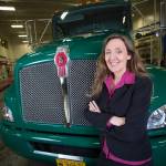 UAAs Community Technical College Dean Denise Runge poses in the automotive lab. (Photo courtesy University of Alaska Anchorage)