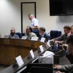 Representatives from local, state and federal agencies participate in a discussion about the Swan Lake Fire at the Kenai Peninsula Borough Assembly Chambers in Soldotna, Alaska on Nov. 13, 2019. (Photo by Brian Mazurek/Peninsula Clarion)