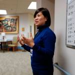 Juneau Pioneer Home Administrator Gina Del Rosario gives a tour of the Juneau Pioneer Home on Thursday, Nov. 14, 2019. (Michael Penn | Juneau Empire)